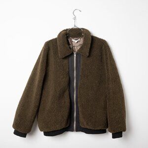 Wild Honey green sherpa zip jacket - medium/large